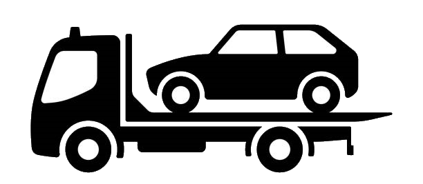 Silhouette of a car being towed